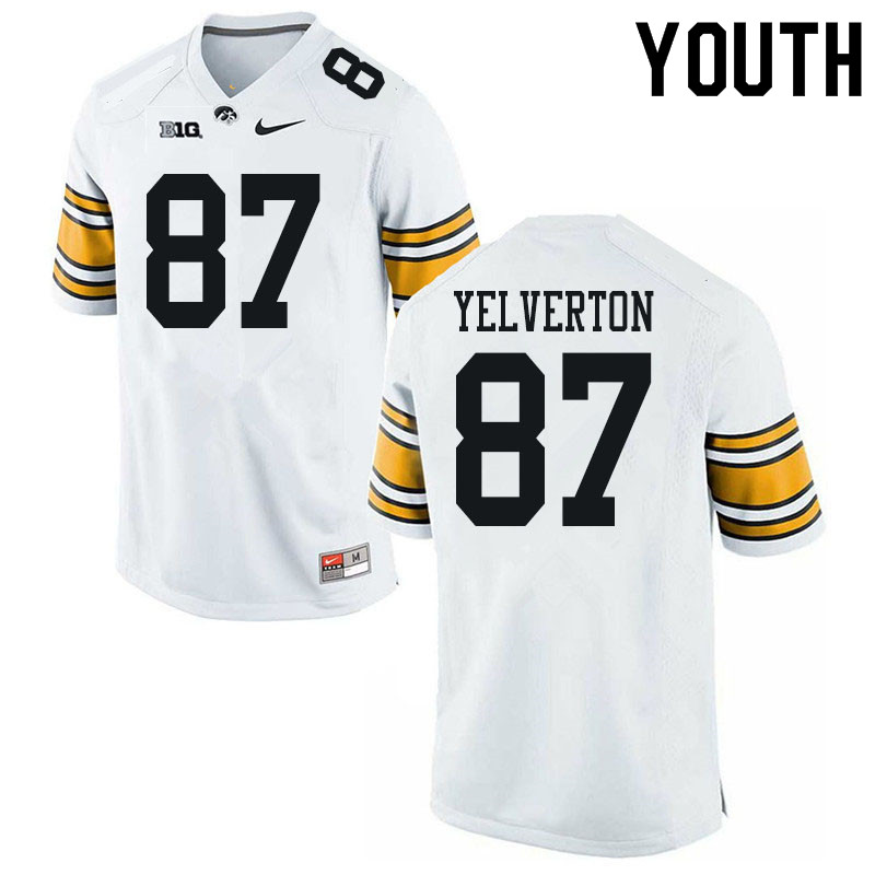 Youth #87 Elijah Yelverton Iowa Hawkeyes College Football Jerseys Sale-White - Click Image to Close